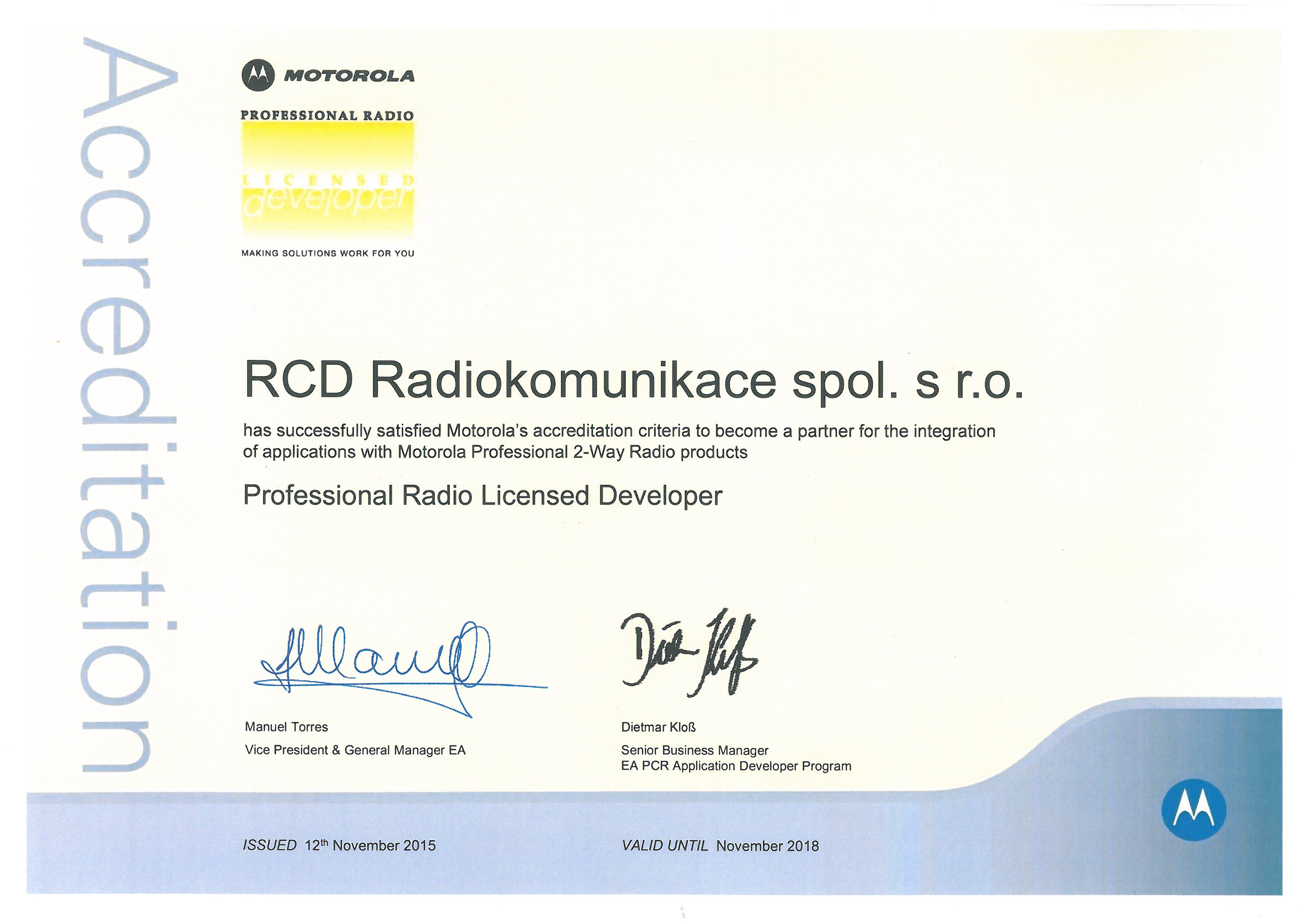 Motorola accreditation
